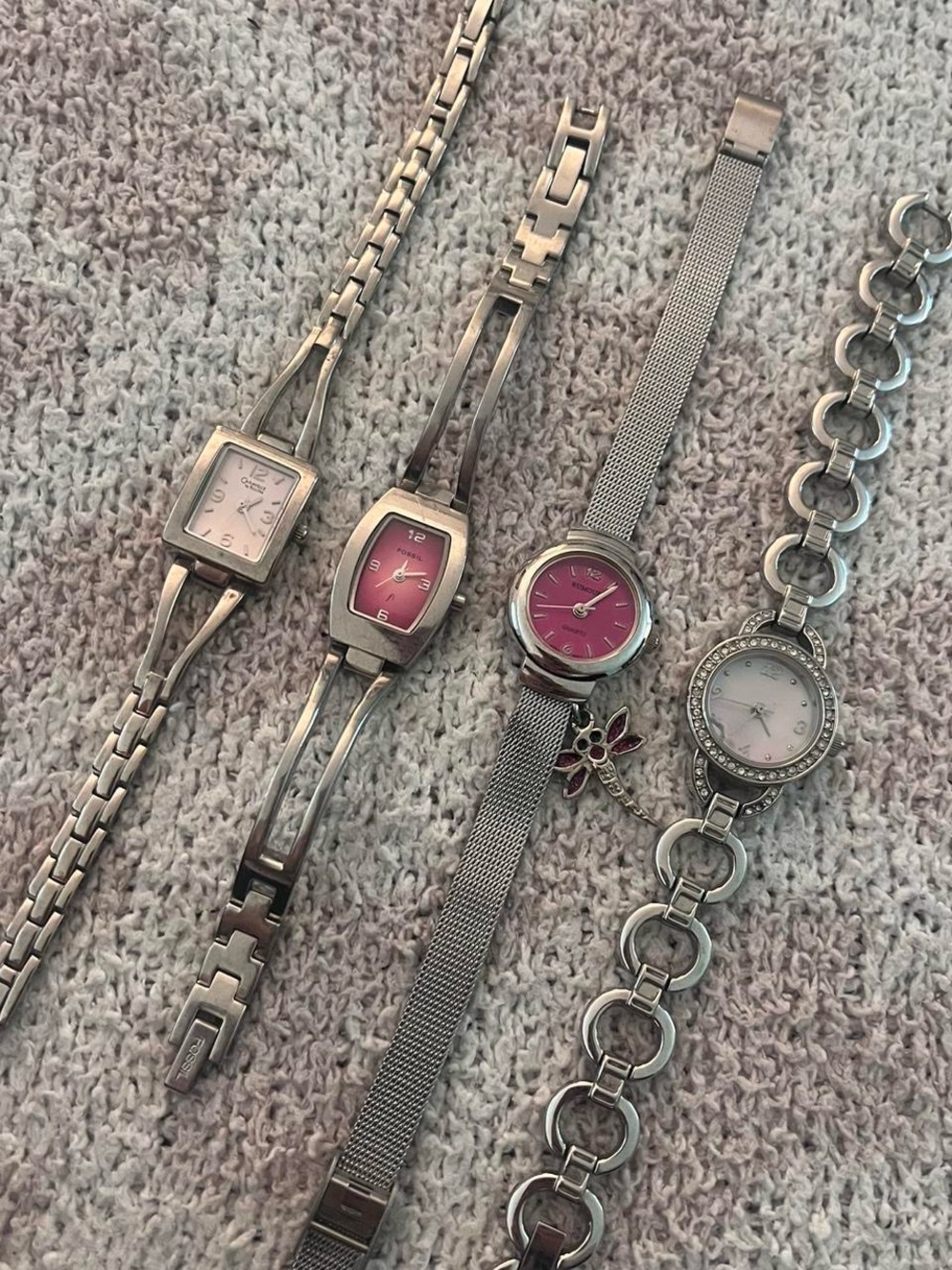 vintage pink & silver watch bundle of 4